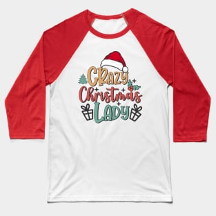 Crazy Christmas Lady Retro Baseball T-Shirt